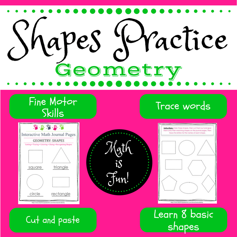 Geometry Shapes Practice | Interactive Notebook Pages for Pre-K - Kindergarten