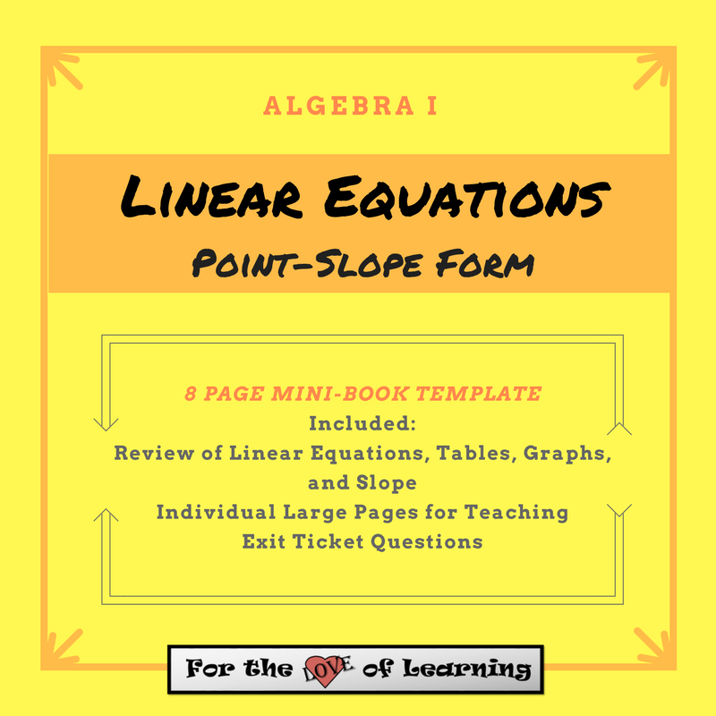 an 8 page mini book template to use with interactive journals -- point-slope form of linear equations