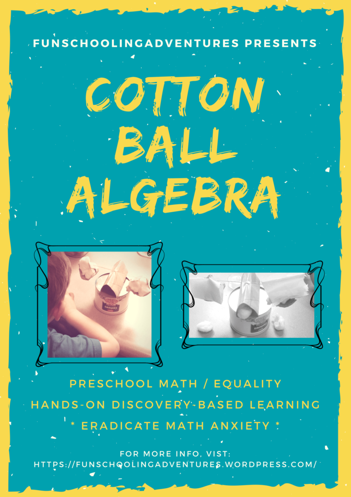Math for young kids -- learning about basic Algebra using cotton balls and a DIY balance scale