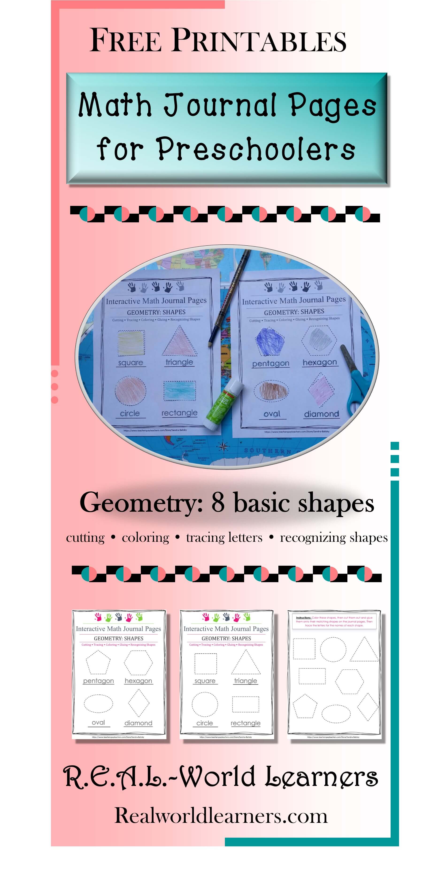pinterest image for shapes template math journal pages