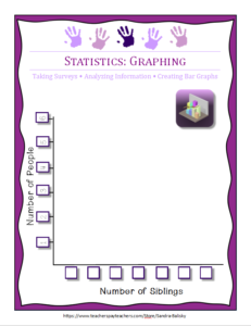 interactive math journal page for preschool, kindergarten, and first grade -- taking surveys and making bar graphs