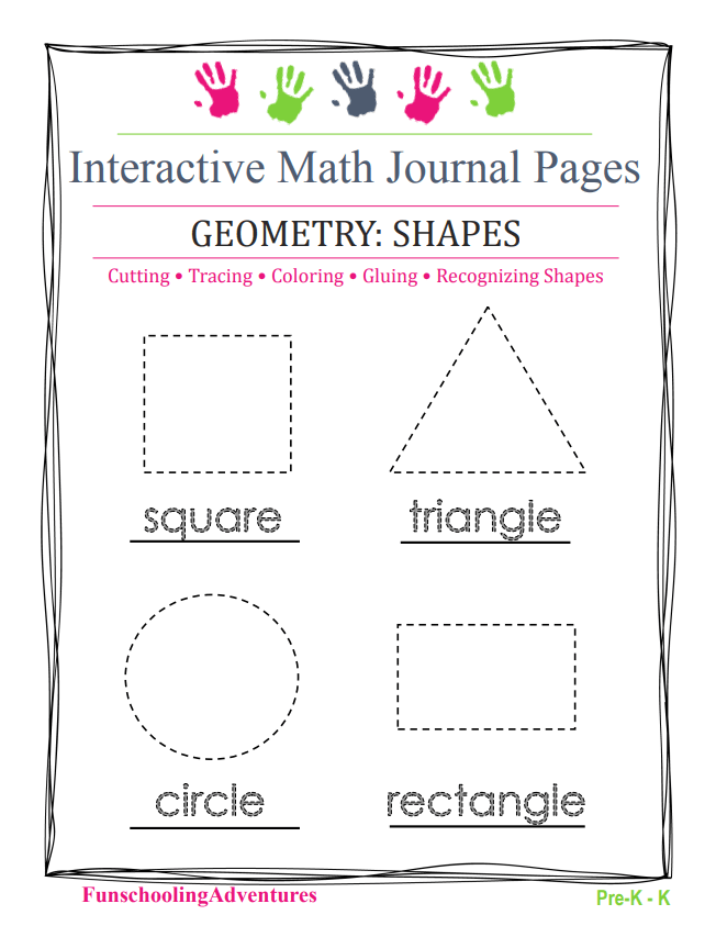 Blog post with FREE INTERACTIVE JOURNAL PAGE DOWNLOAD FOR SHAPES PRACTICE (PRE-K – 1ST GRADE)