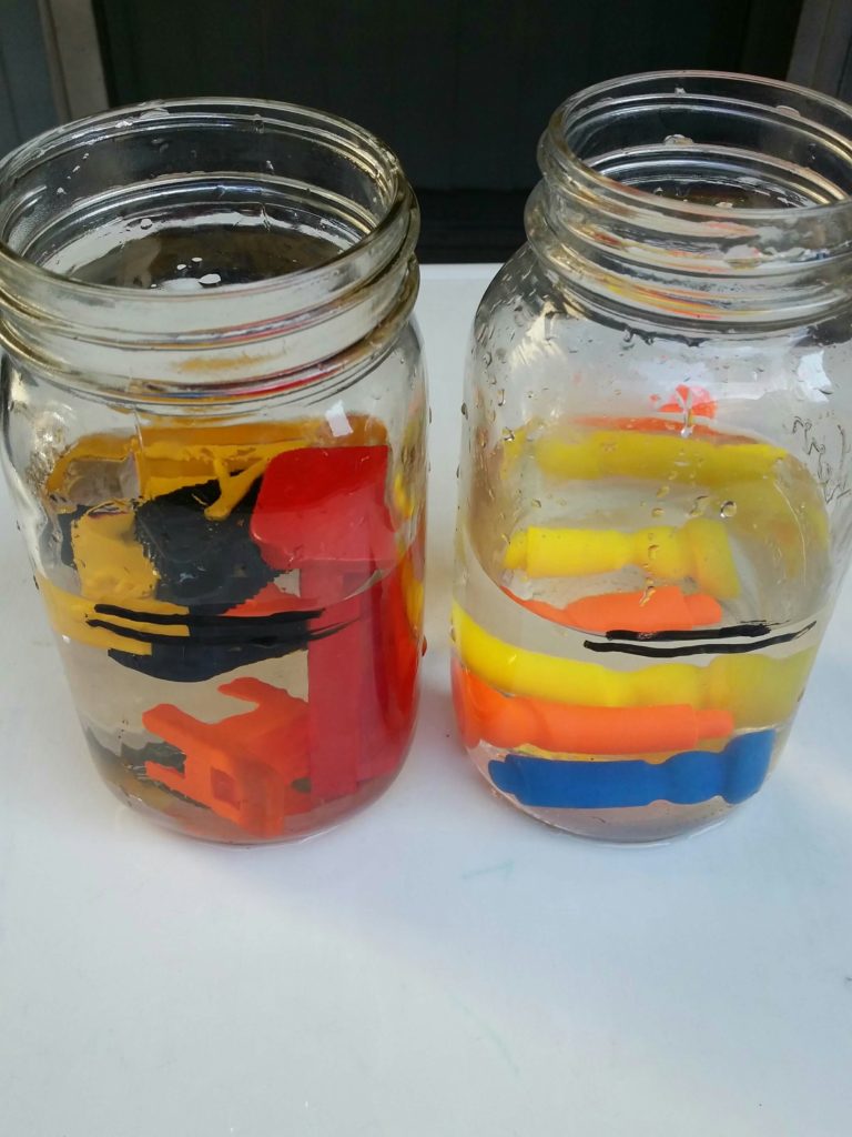 Comparing two groups of objects to see which group displaced more water so we could compare the different volumes