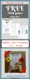 Preschool math with dice -- free printable math games for addition and probability
