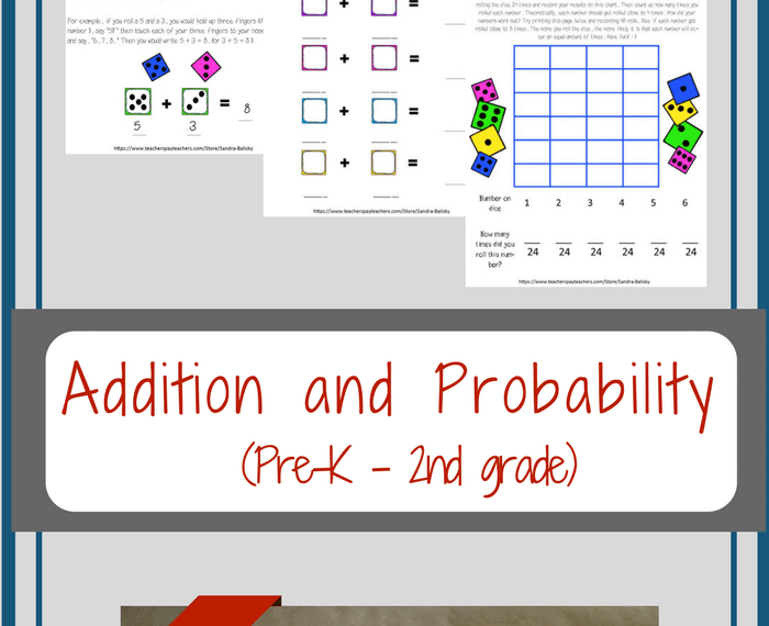 Preschool math with dice -- free printable math games for addition and probability