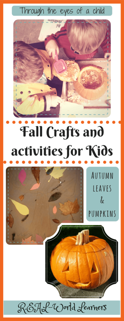 Fall crafts and activities for kids | pumpkin patches, pumpkin seeds, pumpkin carving, nature walks to find fall leaves, making a multi-media art collage
