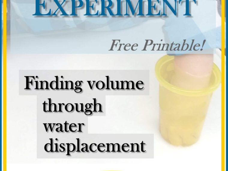 A simple science experiment about finding the volume of an object through water displacement -- includes a free printable in the series of posts
