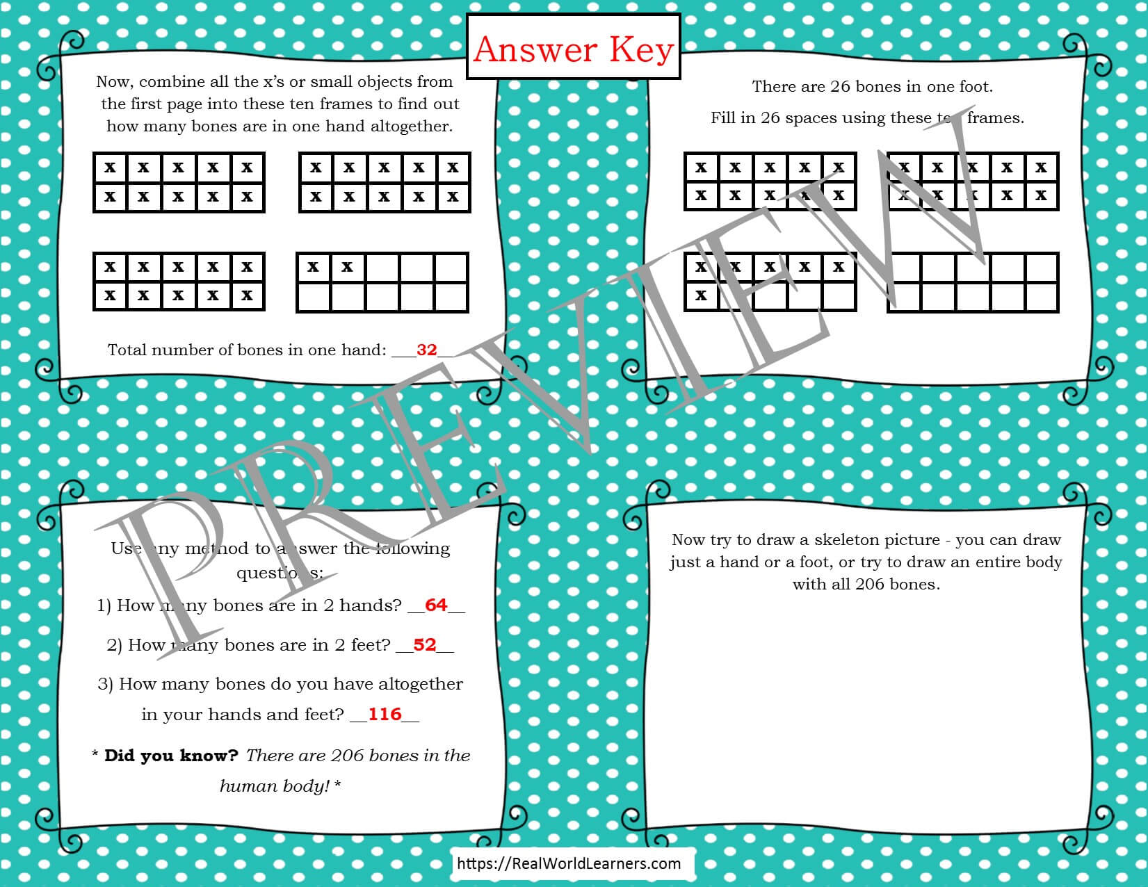 science skeleton math with ten frames preview page 4 (2)