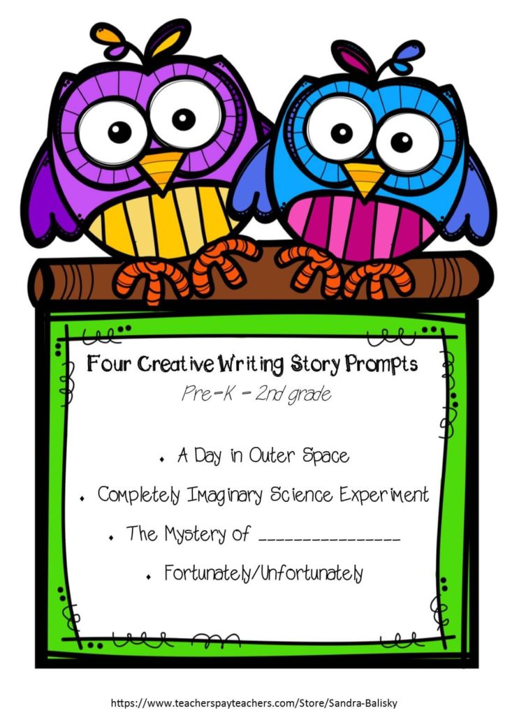 Free printable set of creative writing story templates for kids Pre-K - 2nd grade (and up!). (Cover page)