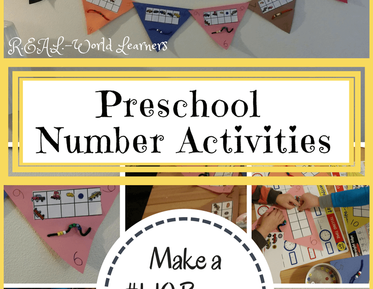 Preschool number activities - make a 1-10 banner using beads and ten frames