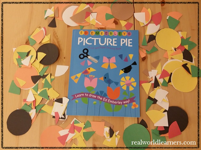 Paper crafts with kids | Cut up circles into fraction pieces and use them to make geometric designs or creative creatures. | Picture Pie by Ed Emberley