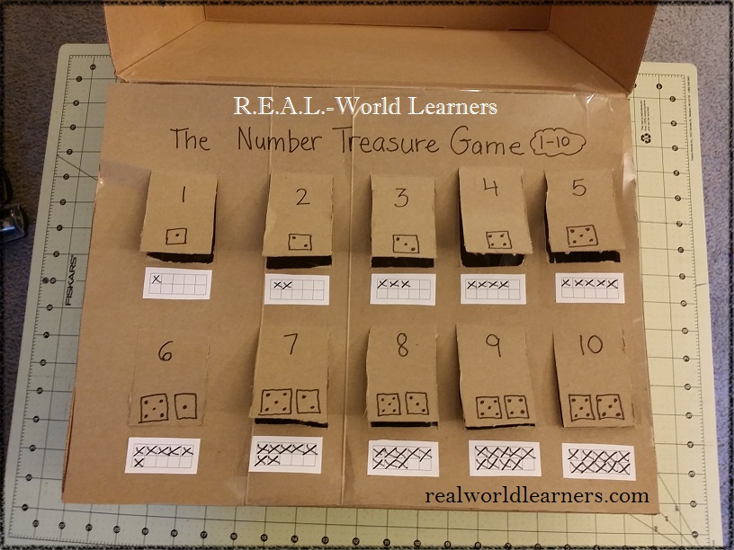 Number recognition game for preschoolers | identifying 1-10 with counting objects, dice, and ten frames | one-to-one correspondence | hands-on activities for preschoolers