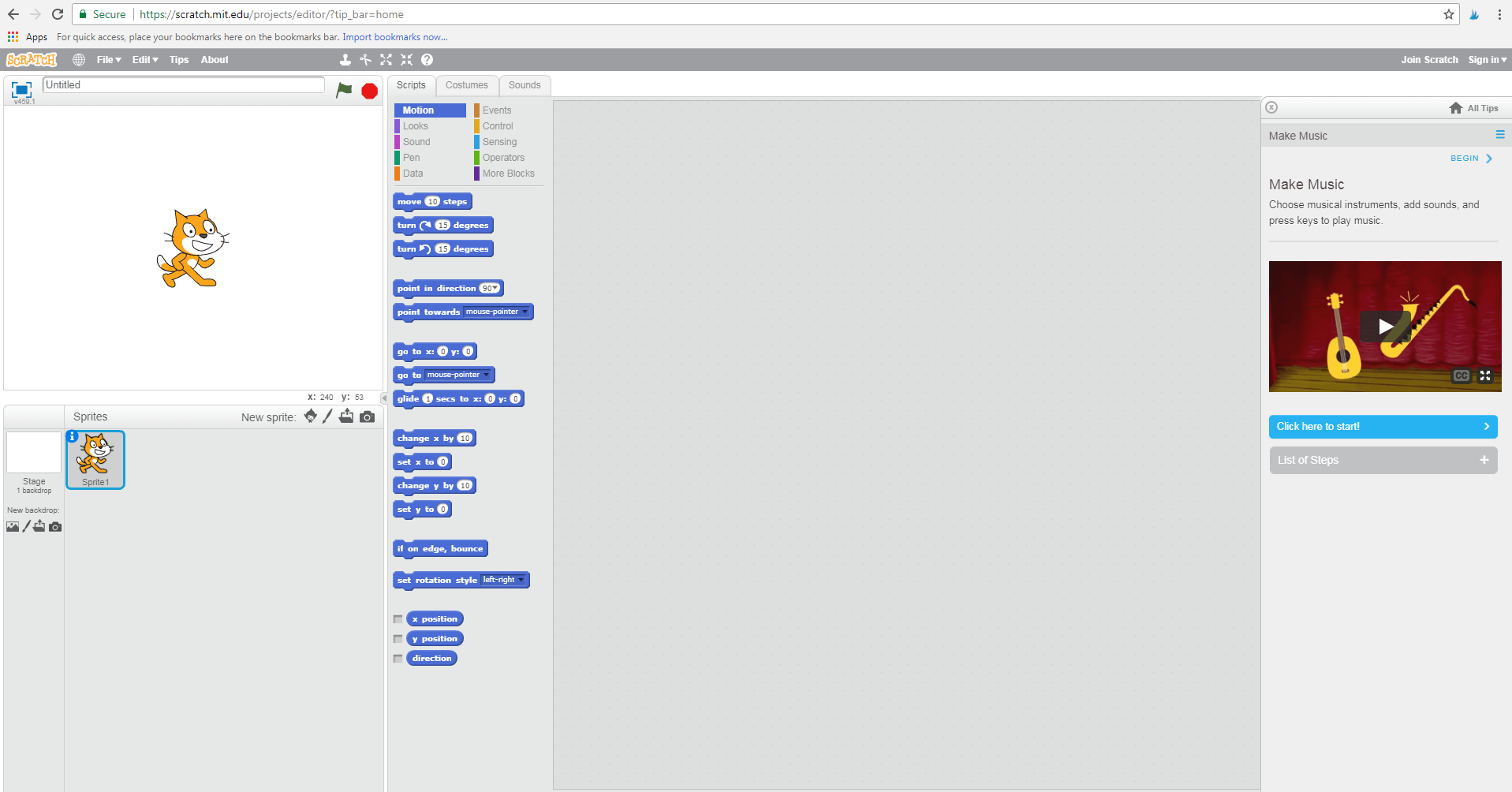 screenshot of the script area of a Scratch coding page