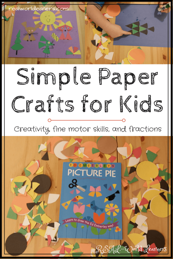 Paper crafts with kids | Cut up circles into fraction pieces and use them to make geometric designs or creative creatures. | Picture Pie by Ed Emberley