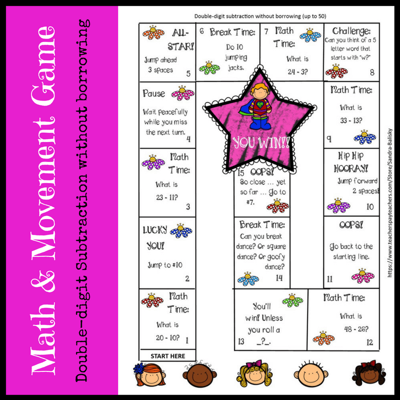 Math game board | Math and Movement | 8 different game boards in the complete set (also sold individually) covering basic addition through double-digit division
