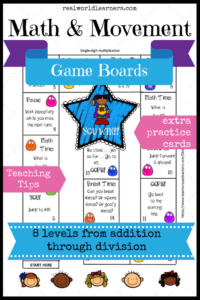 Math game board | Math and Movement | 8 different game boards in the complete set (also sold individually) covering basic addition through double-digit division