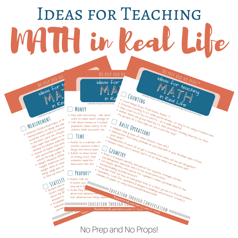 Ideas for Teaching Math in Real Life - No Prep and No Props!
