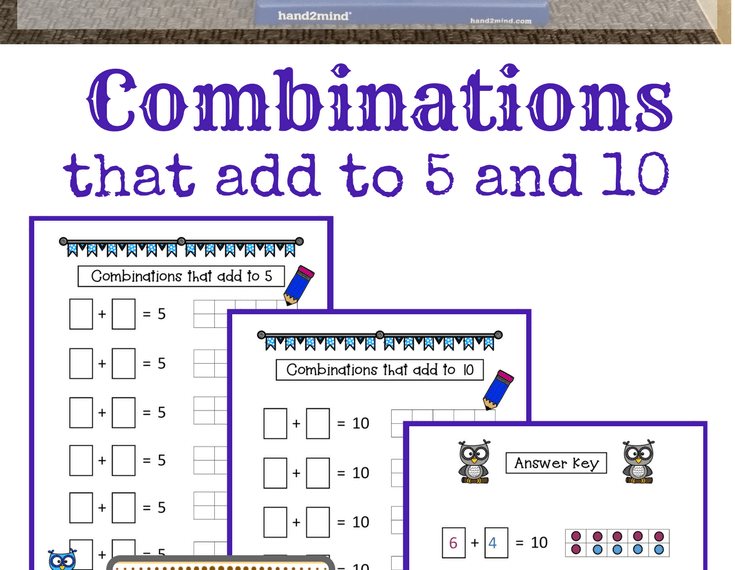 Combinations to 10 - Free printable activity to help kids develop a conceptual understanding of how equations work like balance scales, while discovering and recording combinations that add to 5 and 10