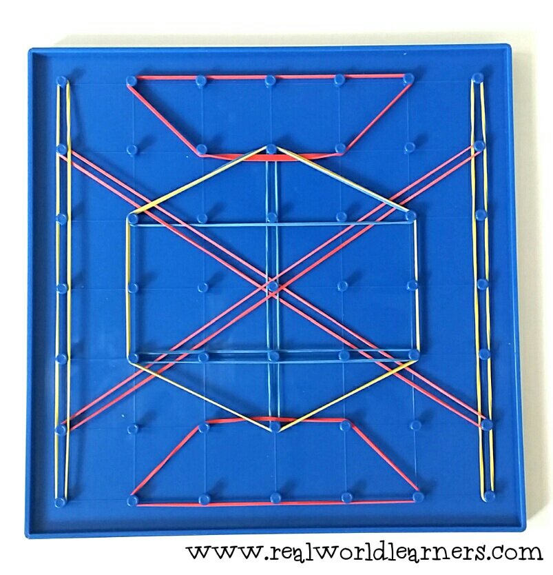 geometry activities - freestyle designs on a geoboard