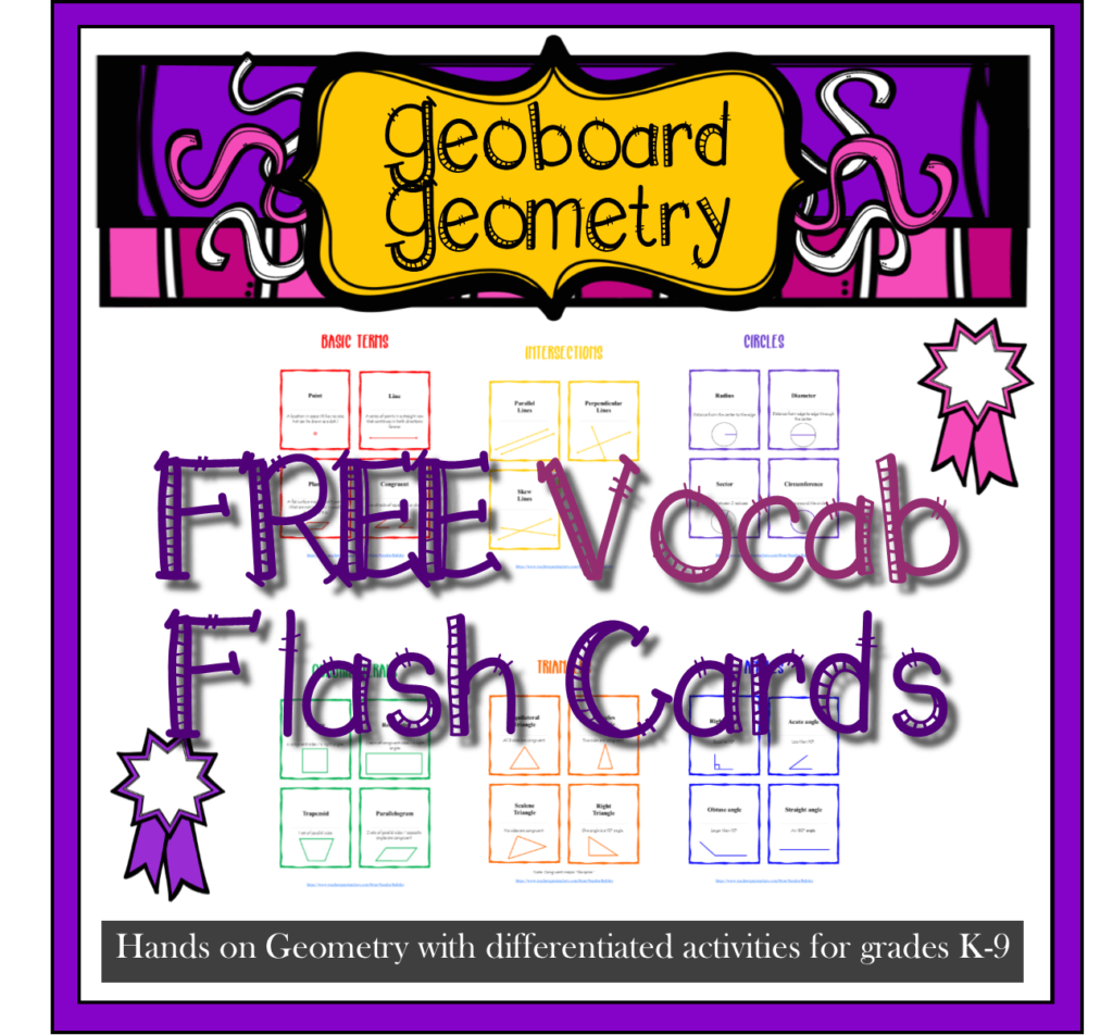 Geoboard Geometry Activities - free flash cards