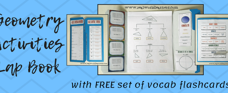 Geometry Activities Lapbook with FREE set of vocabulary flashcards