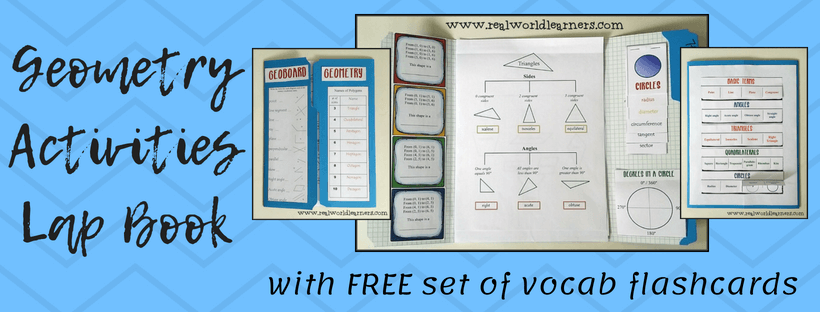 Geometry Activities Lapbook with FREE set of vocabulary flashcards