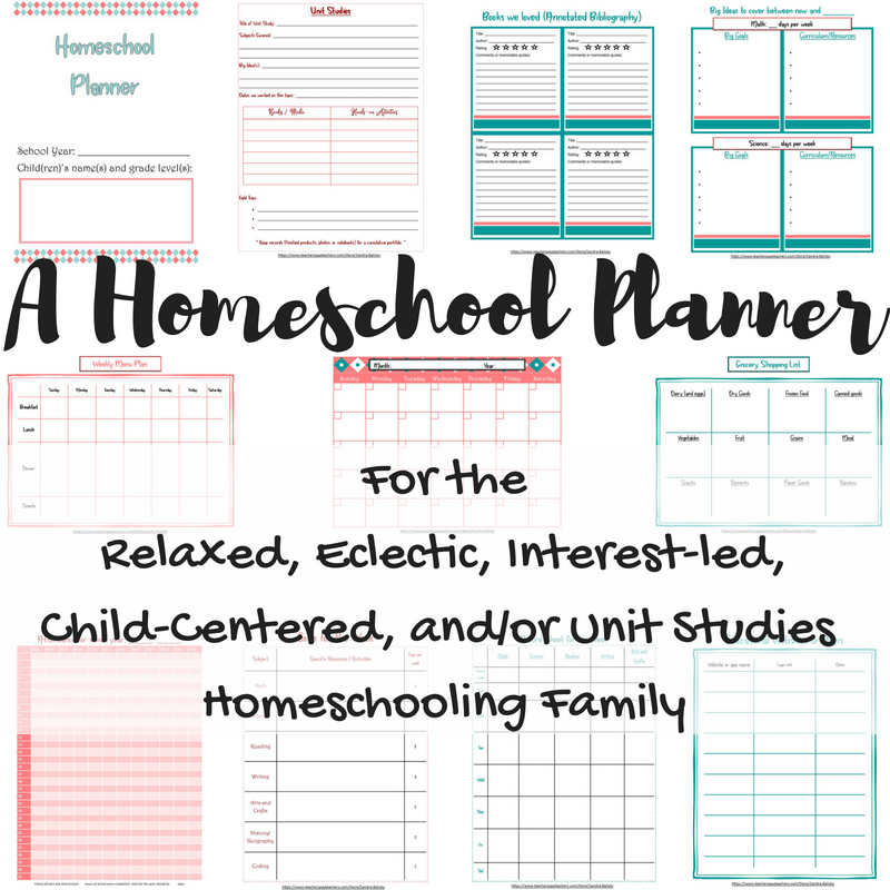 A homeschool Planner for the relaxed, eclectic, interest-led, child-centered, and/or unit studies homeschooling family
