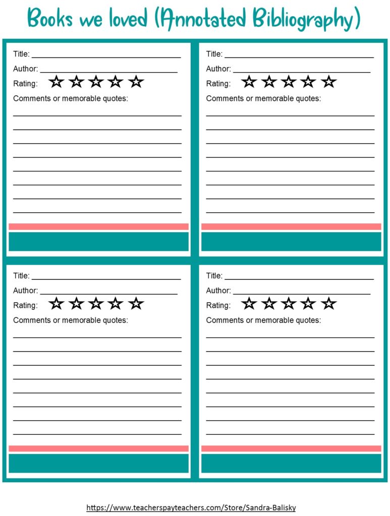 homeschool planner - annotated bibliography