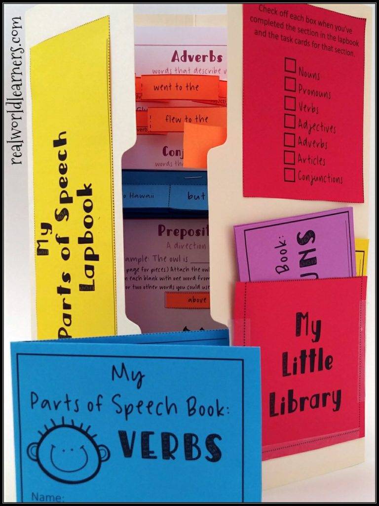 Parts of Speech for kids Lapbook with free mini-books - picture of the front