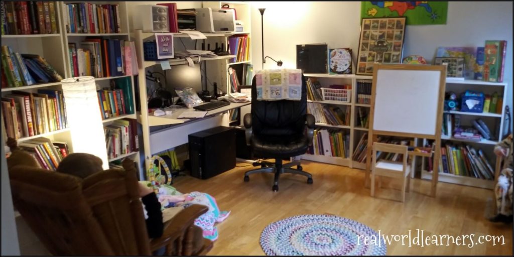 This homeschool room tour highlights ways that we've worked to create a non-traditional, resource-rich learning environment to foster a love for learning. #homeschoolroom #loveoflearning #homeschoolinghacks #homeschoolhelps #organization #realworldlearners