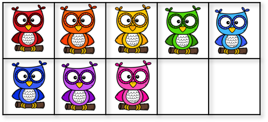 8 owls in a ten frame