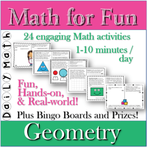 FREE sample: Monthly Math for Fun activity sets - Geometry for all ages. Fun, real-world, hands-on Math. 