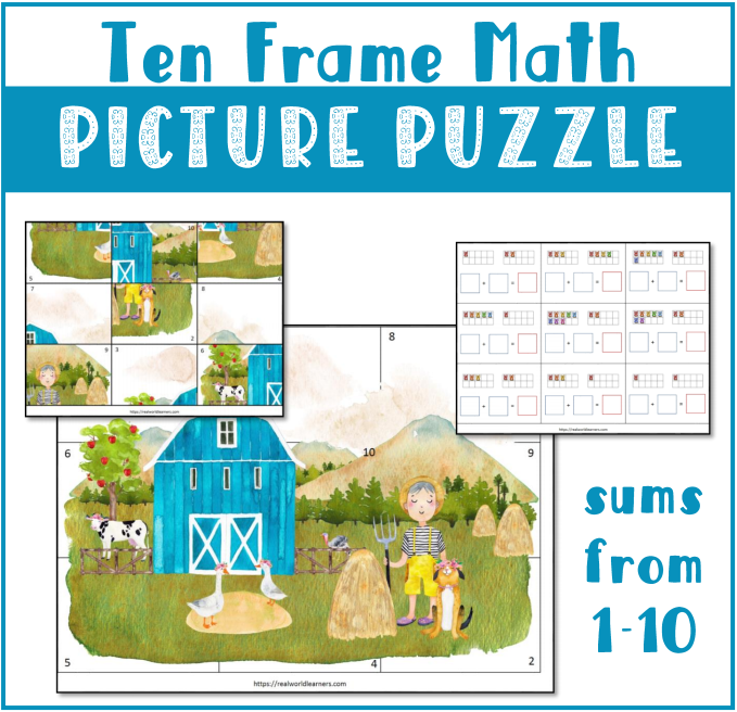 Ten frame math picture puzzle